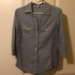 Standard James Perse Blue 3/4 Tab Sleeve Shirt